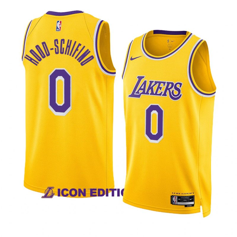 jalen hood schifino lakers icon edition yellow 2023 nba draft jersey