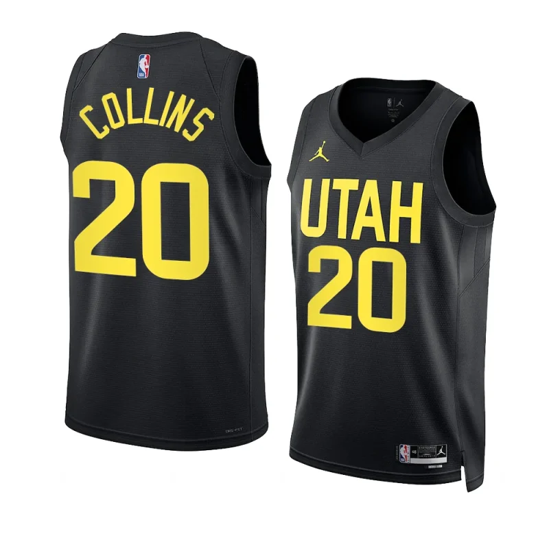 jazz john collins black 2022 2023statement edition swingman jersey