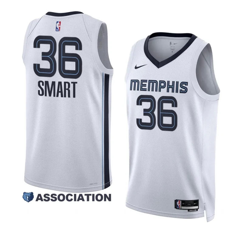 marcus smart grizzliesjersey 2022 2023association edition whiteswingman