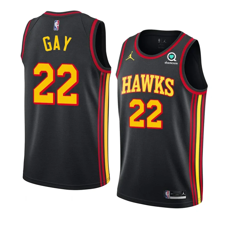 men rudy gay black statement edition hawksjersey