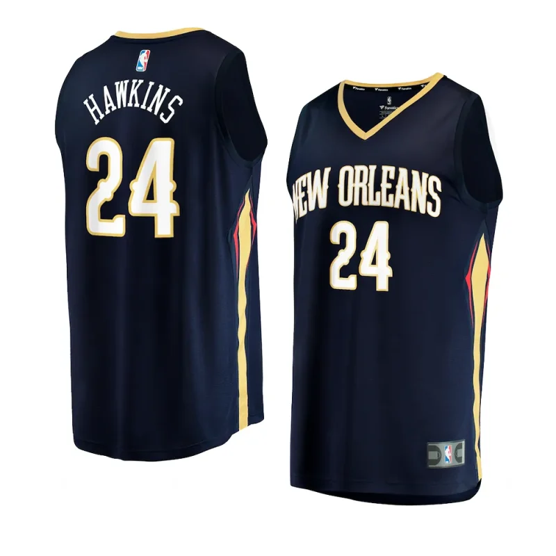 pelicans jordan hawkins navy 2023 nba draft fastbreak replica jersey