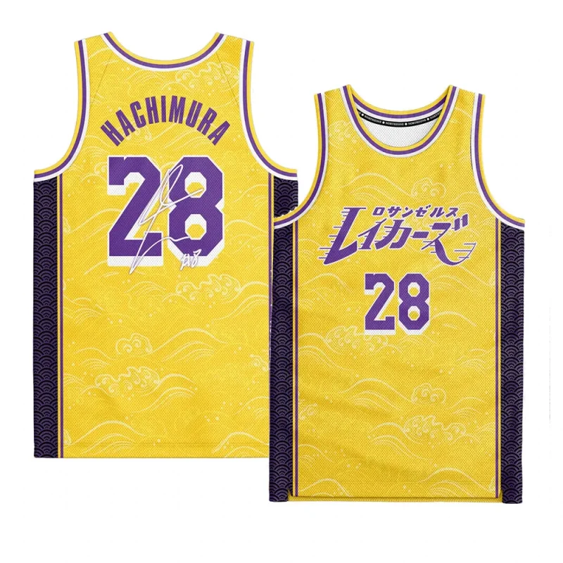 rui hachimura lakers japanese edition customized designjersey gold