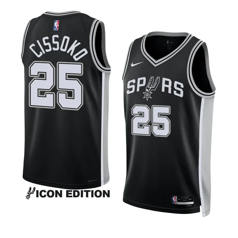 sidy cissoko spursjersey 2022 2023icon edition black2023 nba draft