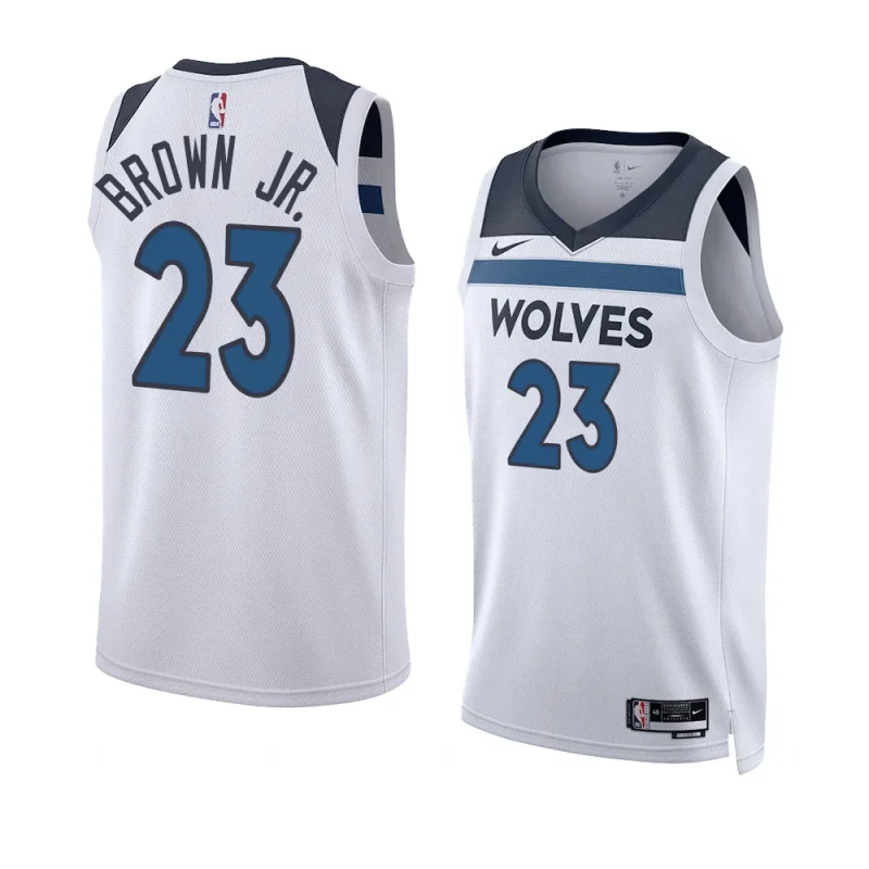 troy brown jr. timberwolvesjersey 2022 2023association edition whiteswingman 0