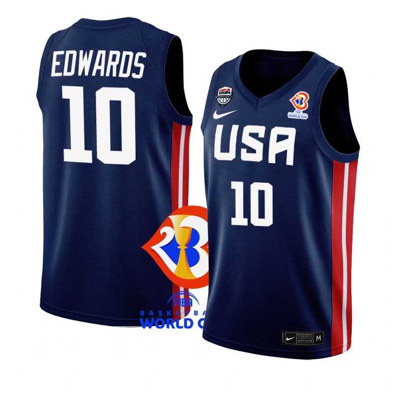 usa basketball fiba world cup 2023 anthony edwards navy away jersey