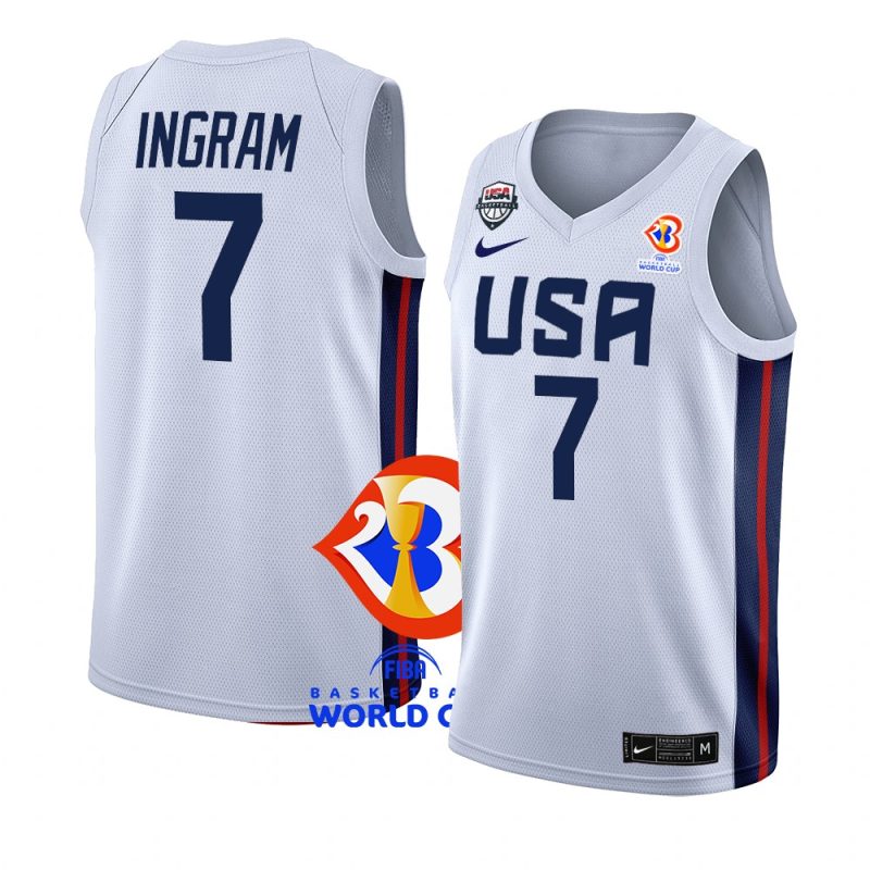 usa basketball fiba world cup 2023 brandon ingram white home jersey