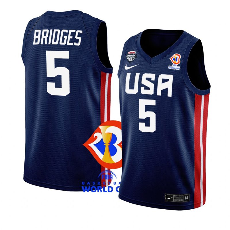 usa basketball fiba world cup 2023 mikal bridges navy away jersey