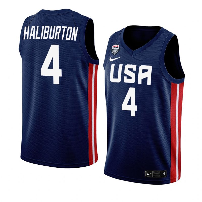 usa basketball fiba world cup 2023 tyrese haliburton navy away jersey