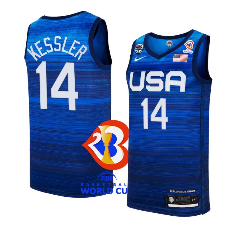 usa team 2023 fiba basketball world cup walker kessler blue jersey