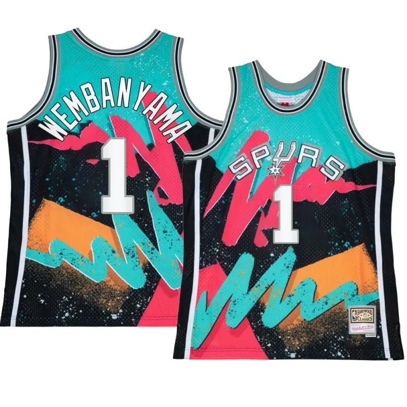 victor wembanyama jersey hyper hoops turquoise hardwood classics