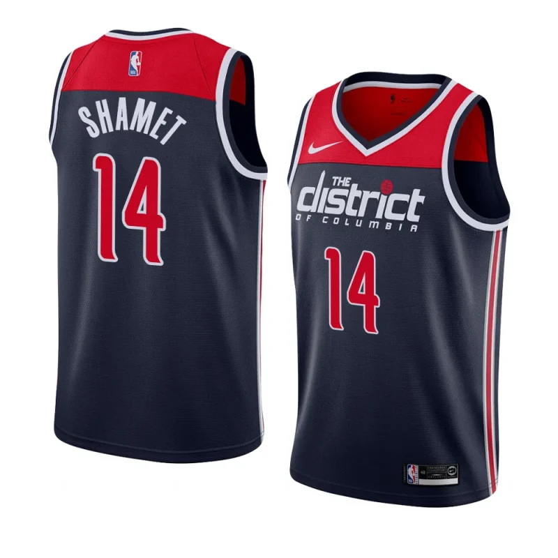 wizards landry shamet navy 2022 23statement edition swingman jersey