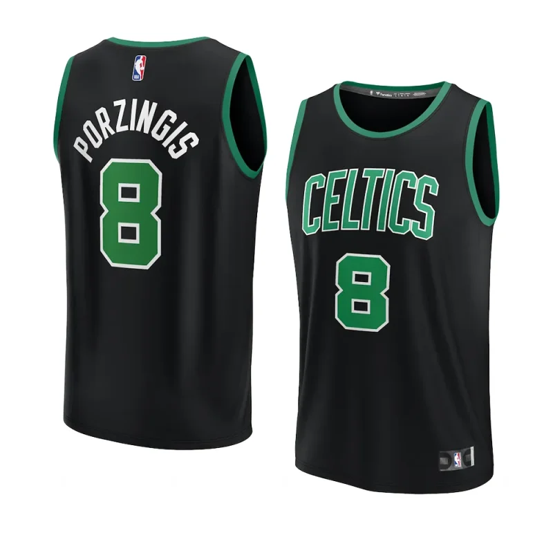 youth kristaps porzingis celtics black statement edition jersey