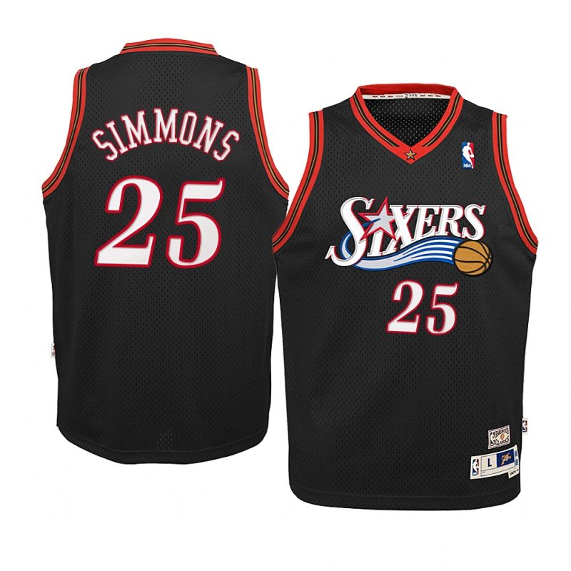 youth philadelphia 76ers ben simmons black throwback jersey