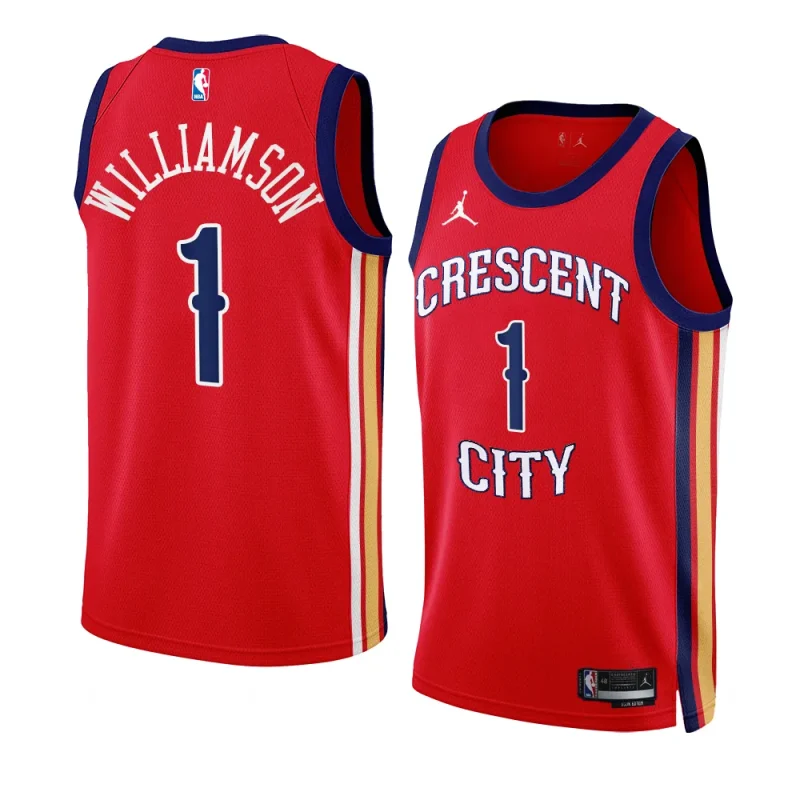 zion williamson pelicansjersey 2023 24statement edition redswingman