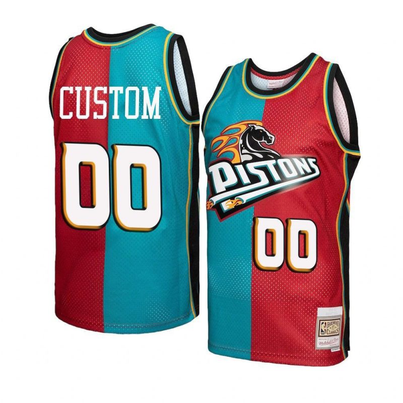 custom jersey hardwood classics teal red split swin