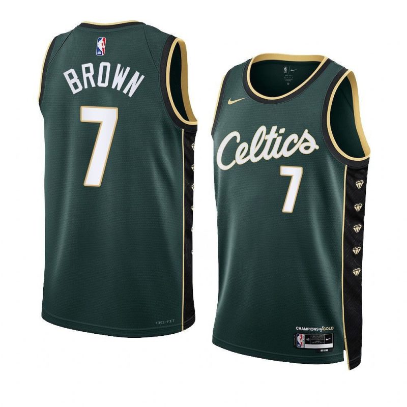 jaylen brown celticsjersey 2022 23city edition greenhonor