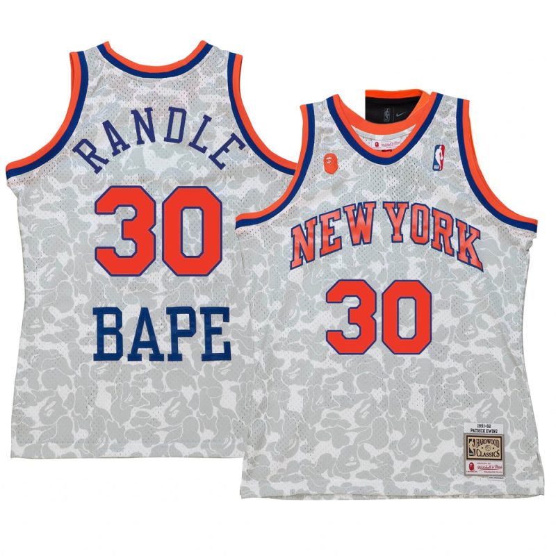 julius randle camo tanktop jersey 2022 bape white