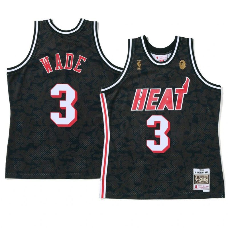 miami heat dwyane wade black 2022 bape menjersey