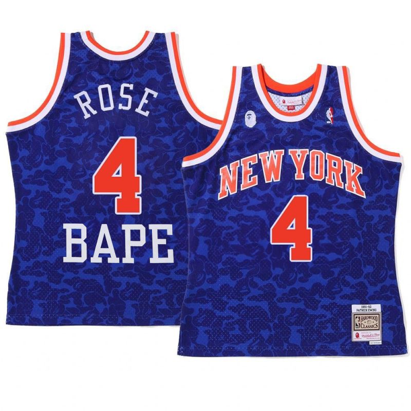 new york knicks derrick rose blue 2022 bape