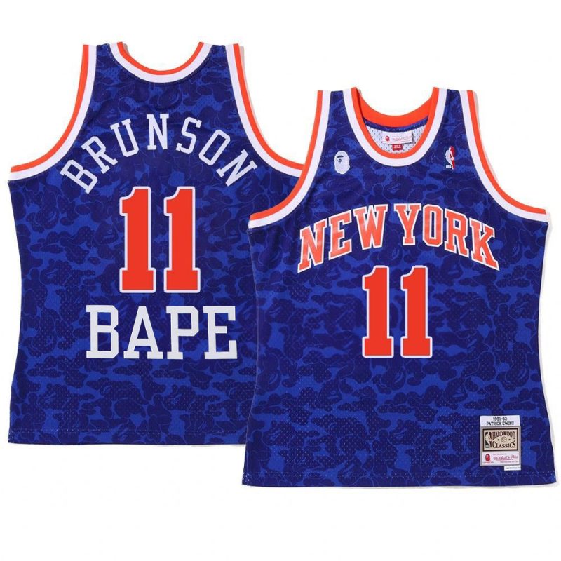 new york knicks jalen brunson blue 2022 bape yythkg