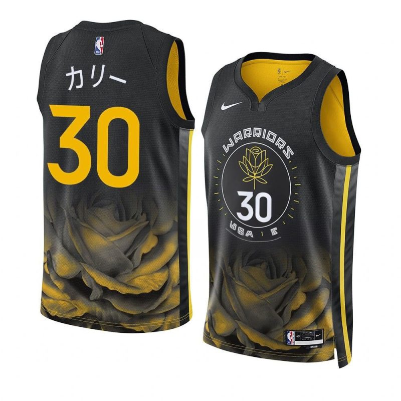 stephen curry warriors japanese heritage black menjersey