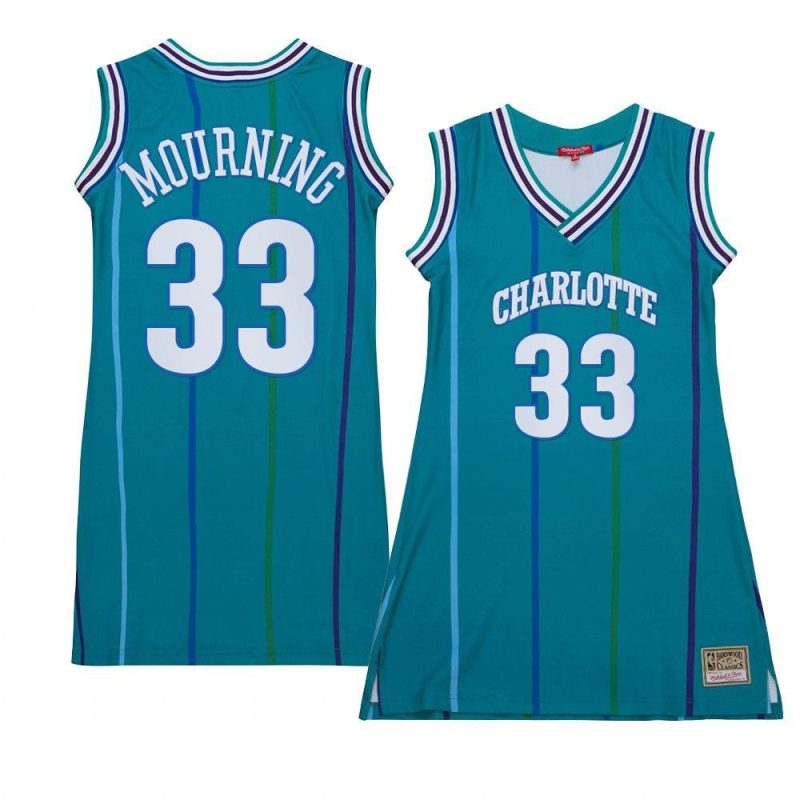 women alonzo mourning teal hardwood classics hornetsjersey