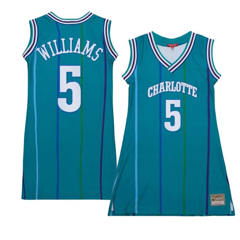 women mark williams teal hardwood classics hornetsjersey