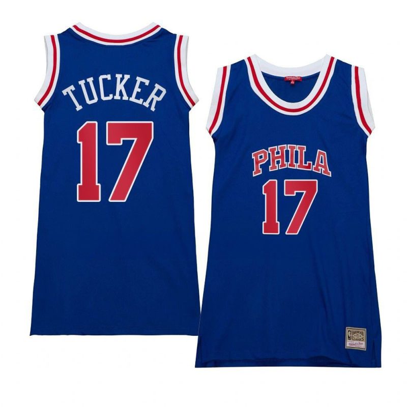 women p.j. tucker blue hardwood classics 76ersjersey