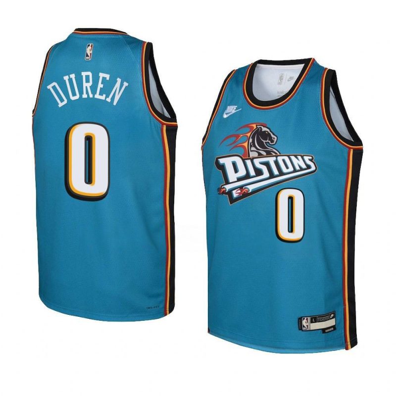 youth jalen duren pistons teal classic edition jers