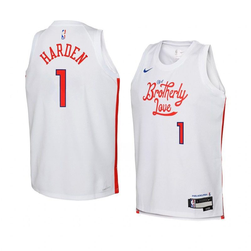 youth james harden 76ers white city edition jersey