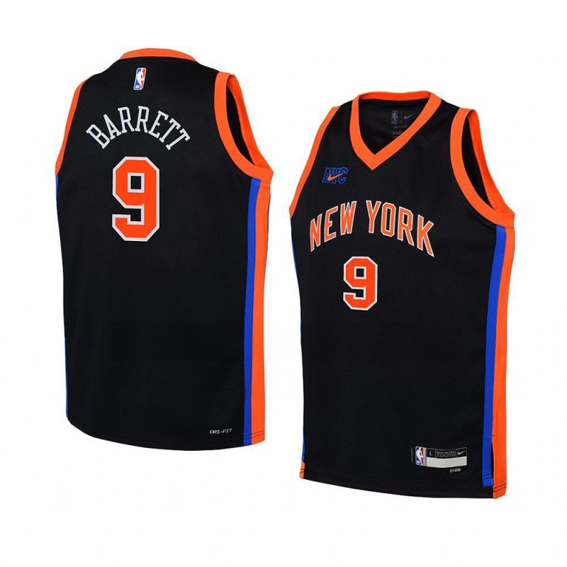 youth rj barrett knicks black city edition jersey