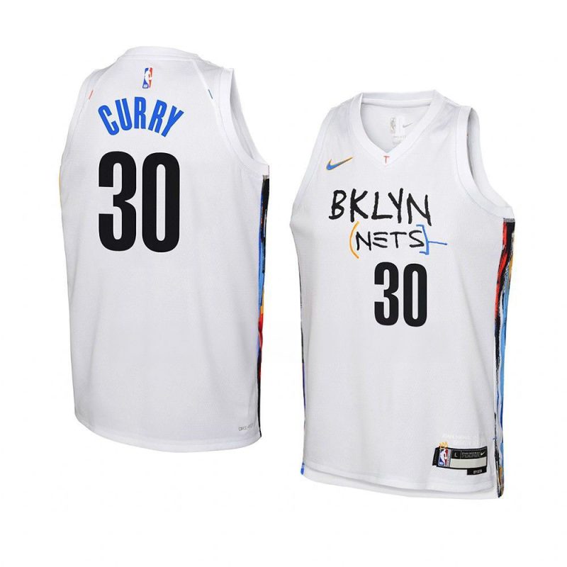 youth seth curry nets white city edition jersey