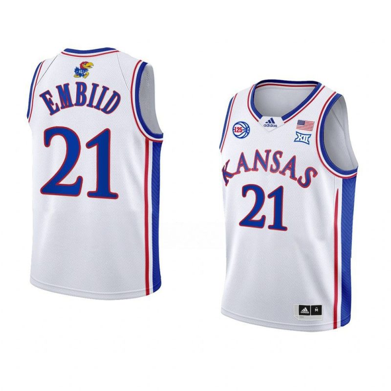 joel embiid kansas jayhawksjersey college basketball white