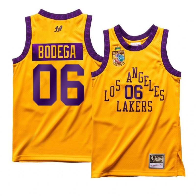 lakers bodega x mitchell ness worldwide respectjersey yyth