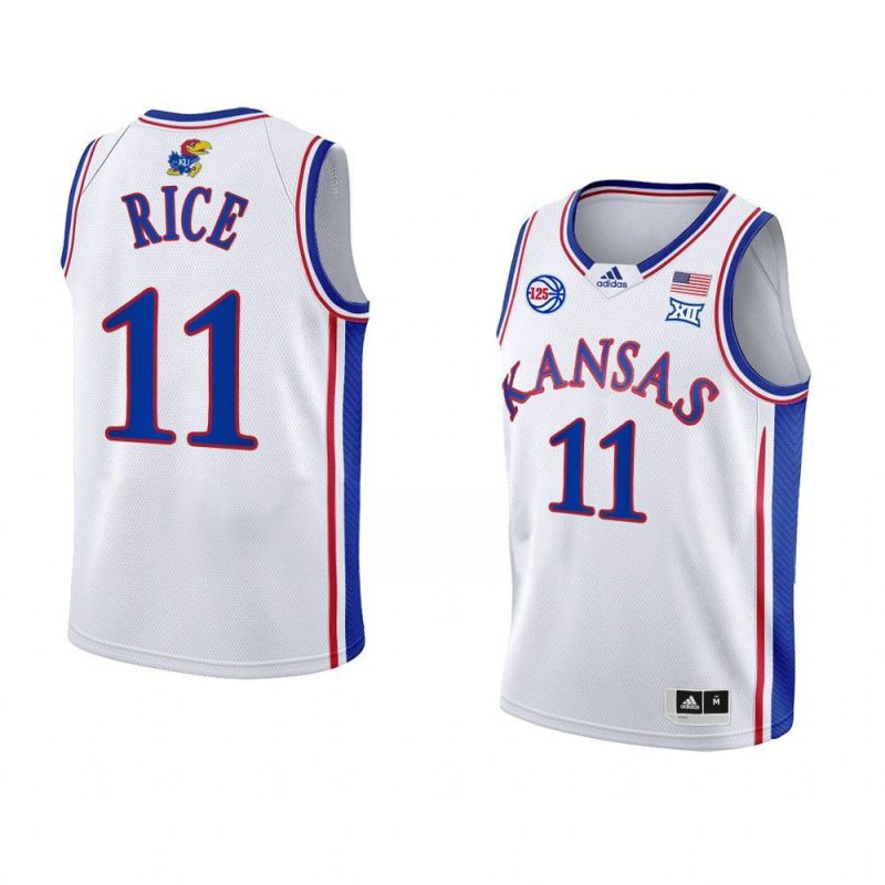 m.j. rice kansas jayhawksjersey college basketball white