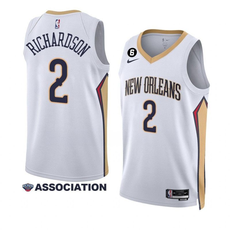 men josh richardson white association edition pelicansjers