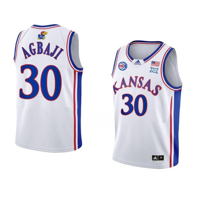 ochai agbaji kansas jayhawksjersey college basketball whit