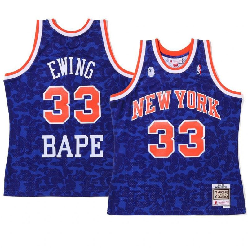 patrick ewing camo tanktop jersey 2022 bape blue