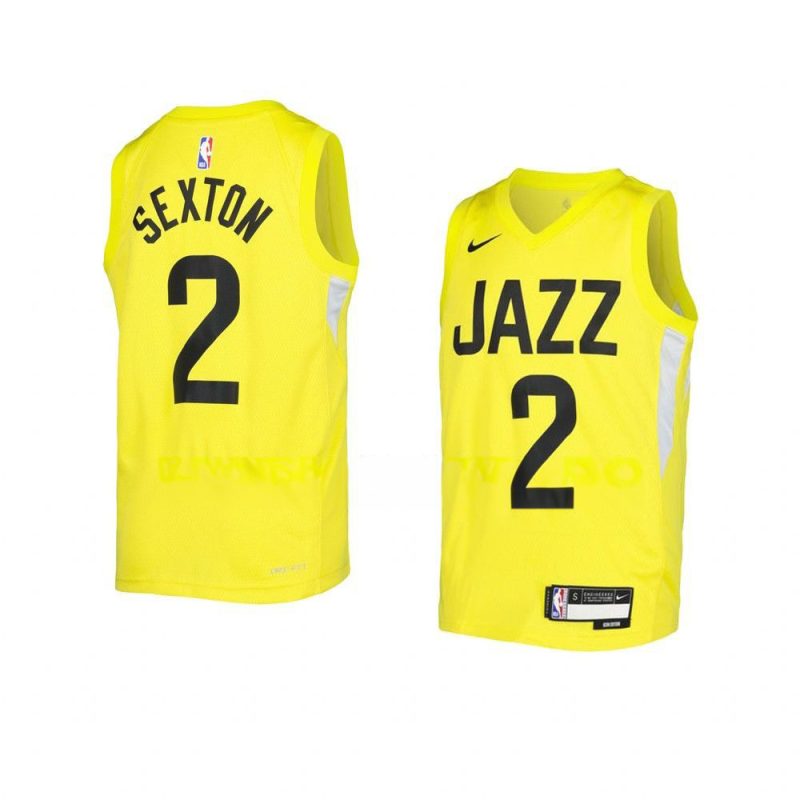 youth collin sexton jazz yellow icon edition jersey